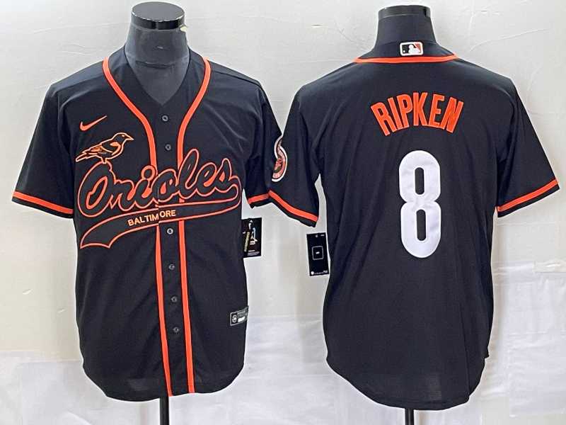 Mens Baltimore Orioles #8 Cal Ripken Jr Black Cool Base Stitched Baseball Jersey